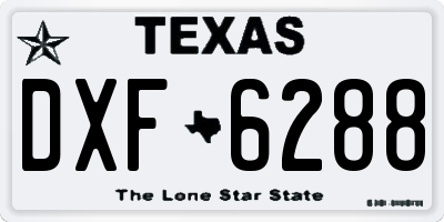 TX license plate DXF6288