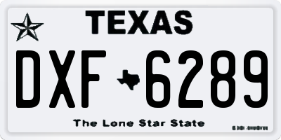 TX license plate DXF6289
