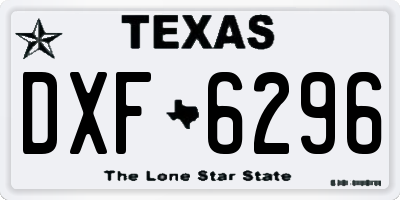 TX license plate DXF6296