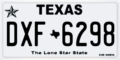 TX license plate DXF6298