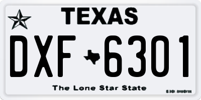 TX license plate DXF6301