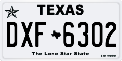 TX license plate DXF6302