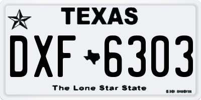 TX license plate DXF6303
