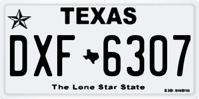 TX license plate DXF6307