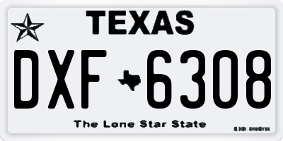 TX license plate DXF6308