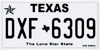 TX license plate DXF6309