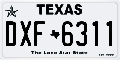 TX license plate DXF6311
