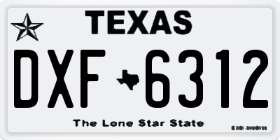 TX license plate DXF6312