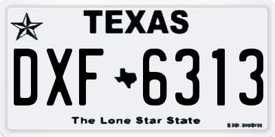TX license plate DXF6313