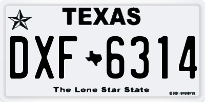 TX license plate DXF6314