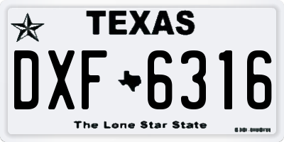 TX license plate DXF6316