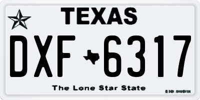 TX license plate DXF6317