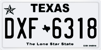 TX license plate DXF6318