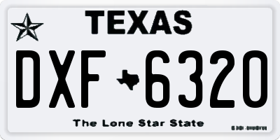 TX license plate DXF6320