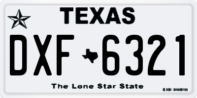 TX license plate DXF6321