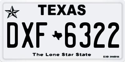 TX license plate DXF6322