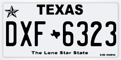TX license plate DXF6323