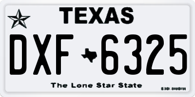 TX license plate DXF6325