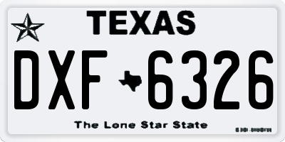 TX license plate DXF6326
