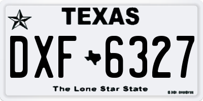 TX license plate DXF6327