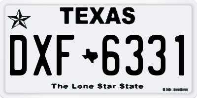 TX license plate DXF6331