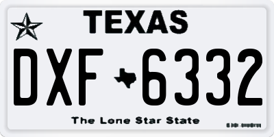 TX license plate DXF6332