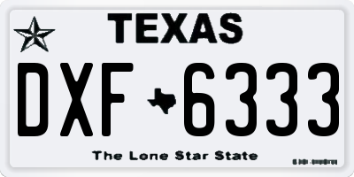 TX license plate DXF6333