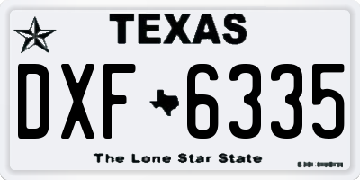 TX license plate DXF6335