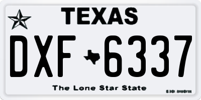TX license plate DXF6337