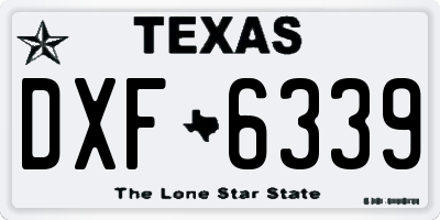 TX license plate DXF6339