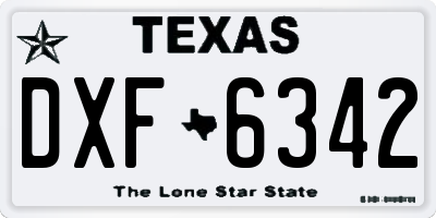 TX license plate DXF6342