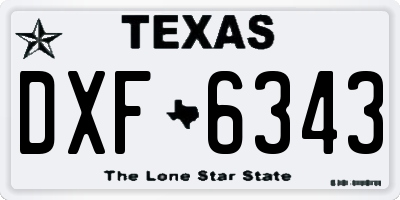 TX license plate DXF6343