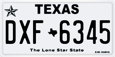 TX license plate DXF6345