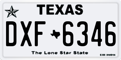 TX license plate DXF6346