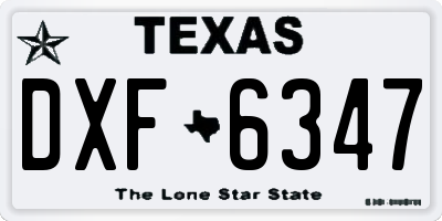 TX license plate DXF6347
