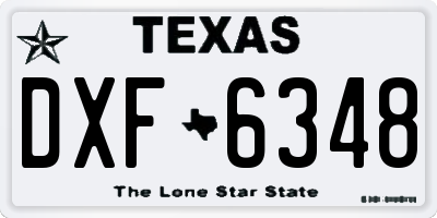 TX license plate DXF6348