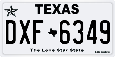 TX license plate DXF6349