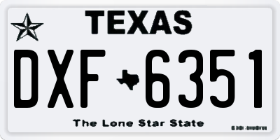 TX license plate DXF6351