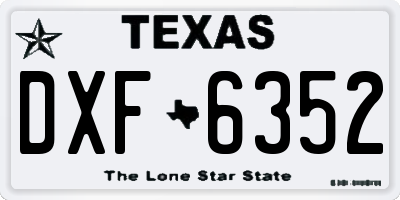TX license plate DXF6352