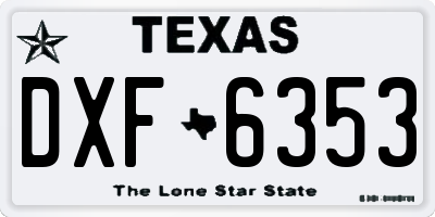 TX license plate DXF6353