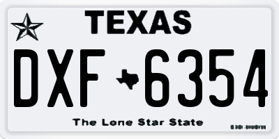 TX license plate DXF6354