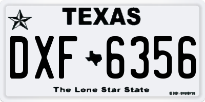 TX license plate DXF6356