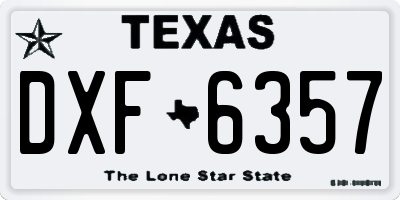 TX license plate DXF6357