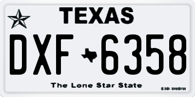 TX license plate DXF6358