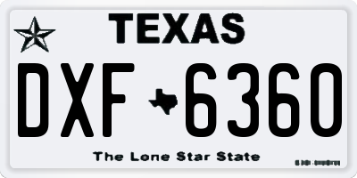 TX license plate DXF6360