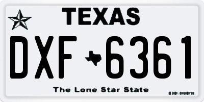 TX license plate DXF6361