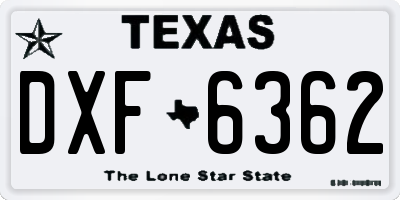 TX license plate DXF6362