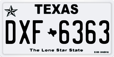 TX license plate DXF6363