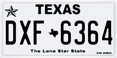 TX license plate DXF6364