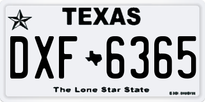 TX license plate DXF6365